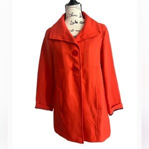 Anthropologie Tailored Chic Vibrant Orange  Trench Coat